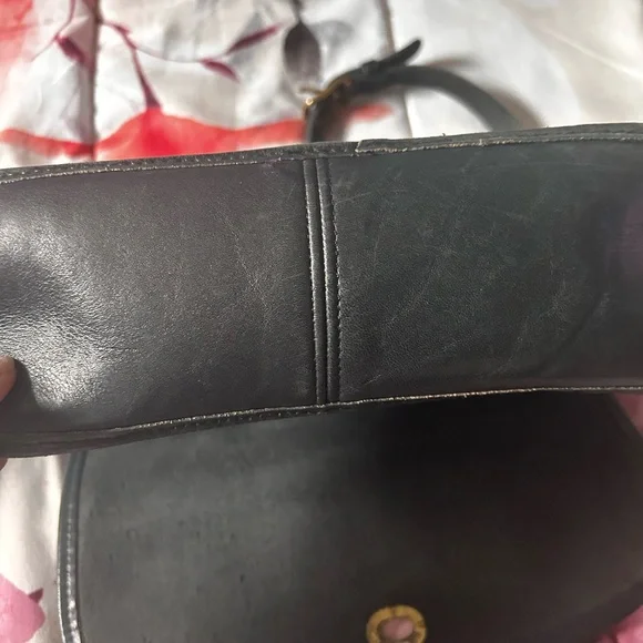 Coach Black Leather Shoulder Bag with Gold Accents - Picture 6 of 13